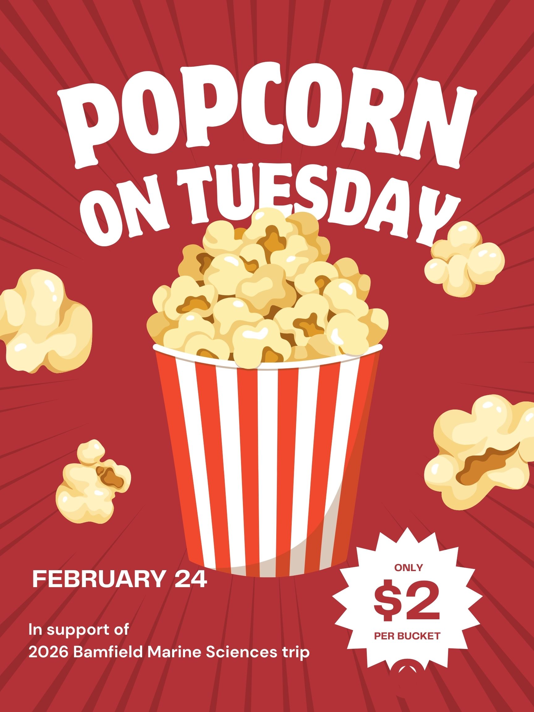 Red White Popcorn Promotion Poster
